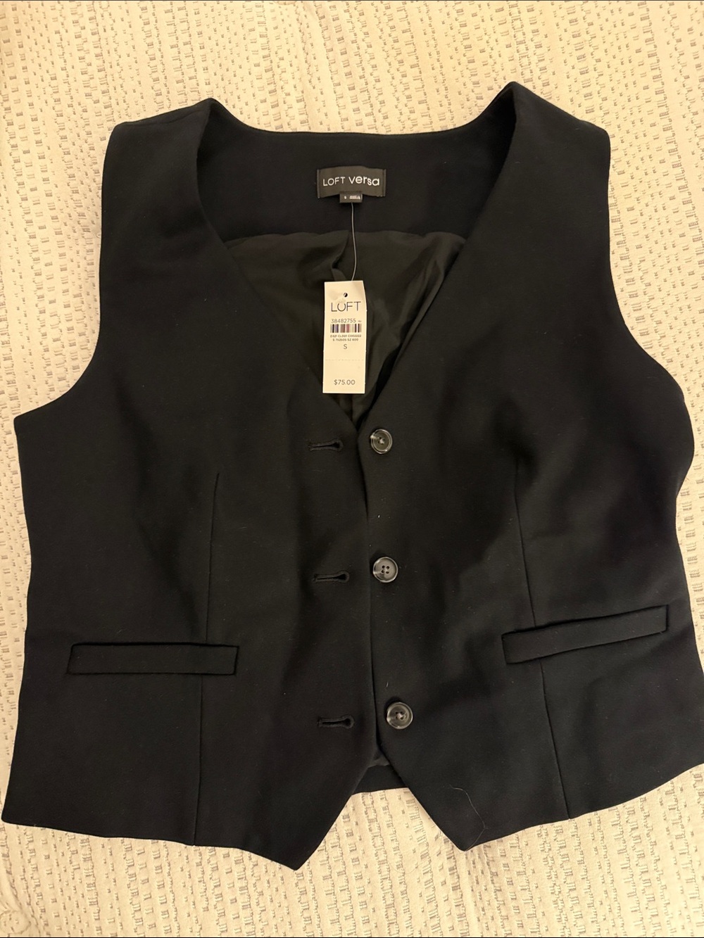 LOFT Versa Black Women's Tailored Vest - Classic Button Front